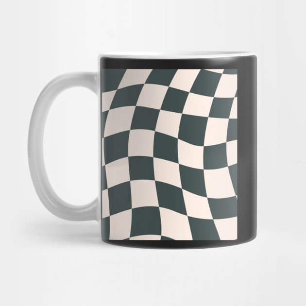 Sage Checkered Retro Pattern Print Green by madiwestdal